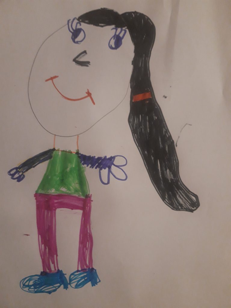 Daniela Müller - Zwergengruppe Ein selbst gemaltes Portrait von Daniela Müller von der Kita Schatzinsel der Stadt Rheinbach